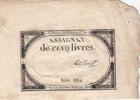 France 5 livres 5 Livres - 10 Brumaire An II (31.10.1793) - Sign. Le Court - Serial 8662 -