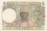 French West Africa 5 francs 5 Francs - Coffee - Man weaver - 10-03-1938 - Serial F.5977 - P.21 -