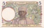 French West Africa 5 francs 5 Francs - Coffee - Man weaver - 10-03-1938 - Serial F.5977 - Number 248 -