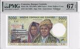 Comoros 5000 francs 5000 Francs - Couple - Pdt Djohr - ND (1984-2005) - Serial PMG 67 EPQ -