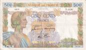 France 500 francs 500 Francs Pax with wreath - 18-12-1941 Serial T.4156 -