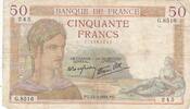 France 50 francs 50 Francs Ceres - 15-09-1938 - Serial G.8516 -