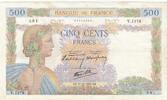 France 500 francs 500 Francs Pax with wreath - 31-10-1940 - Serial V.1178 -