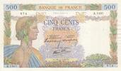 France 500 francs 500 Francs Pax with wreath - 28-11-1940 - Serial A.1401 -
