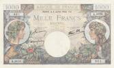 France 1000 francs 1000 Francs - Commerce and Industry - 06-07-1944 Serial A.3620 -