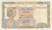 France 500 francs 500 Francs - Pax with wreath - 06-12-1941 - Serial E.2291 -