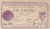 Algeria 1 franc 1 Franc - Chambre de commerce of Alger - 03-09-1914 - Serial 234 -