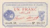 Algeria 1 franc 1 Franc - Chambre de commerce of Alger - 22-06-1921 - Serial B.48 -