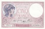 France 5 francs 5 Francs - Purple - 27-07-1939 - Serial H.59381 -