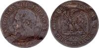France 2 centimes 2 Centimes Napoleon III - Nude Head - 1854 W Lille -