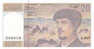 France 20 francs 20 Francs - Debussy - 1992 - Serial A.035 -