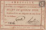 France 15 sous 15 sous - Somme - Abbeville County Council - 30-12-1791 -Numéro 5814 -