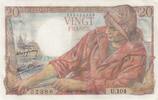 France 20 francs 20 Francs - Fisher - 07-10-1943 - Serial U.104 -