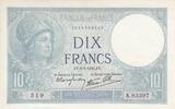 France 10 francs 10 Francs Minerva - 09-01-1941 - Serial K.83397 -