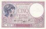 France 5 francs 5 Francs - Purple - 02-11-1939 - Serial G.65864 -
