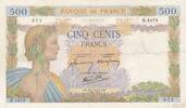 France 500 francs 500 francs - The peace - 08-01-1942 - Serial B.4479 -
