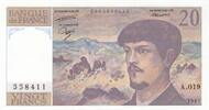 France 20 francs 20 Francs - Debussy - 1987 - Serial A.019 -