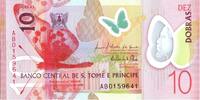 Saint Thomas and Prince 10 dobras 10 Dobras - Butterfly - Bird- Polymer - 21-10-2016 - Serial AB -