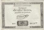 France 10 livres 10 Livres - Watermark Republique - French Revolution - 24-10-1792 - Serial 8651 -