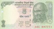 India 5 5 Rupees - Gandhi - Agriculture - 2010 - Serial 33A -