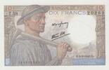 10 francs 1943 Frankreich 10 Francs - Minor - 09-09-1943 - Serial T.58 I / ST