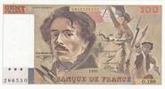 France 100 francs 100 Francs - Delacroix - 1991 - Serial O.186 -