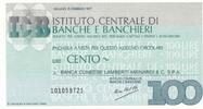 Italy 100 lires 100 Lires Istituto Centrale di Banche E Banchieri - 1977 - UNC -
