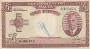 Malta 1 pound 1 Pound L.1949 - George VI - A/10 460474 -