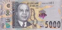 Malawi 5000 kwacha 5000 Kwacha - Dr.Hasting Banda - Bank - 01-01-2022 - Serial AR -