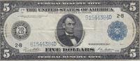 USA 5 dollars 5 Dollars - Lincoln - Washigton D.C. - 23-12-1913 - Serial BD -
