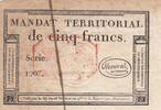 France 5 francs 5 Francs - Mandat Territorial - 28 Ventose de l'an 4 - Serial 1907 - Red stamp -