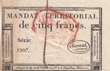 France 5 francs 5 Francs - Mandat Territorial - 28 Ventose de l'an 4 - Serial 1907 - Red stamp -