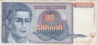 Yugoslavia 500000 dinara 500 000 Dinara - Young man - Arms - 1993 -