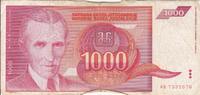 Yugoslavia 1000 dinara 1000 Dinara - Nikola Tesla - Arms - 1992 -