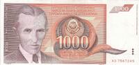 Yugoslavia 1000 dinara 1000 Dinara - Nikola Tesla - Arms - 1990 -