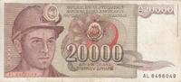 Yugoslavia 20000 dinara 20000 dinara - Miner - Armoireries - 1987 -