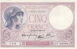 France 5 francs 5 Francs - Helmeted woman - 13-07-1939 - Serial V.58006 -