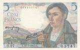 France 5 francs 5 Francs - Shepherd - 22-07-1943 - Serial O.27 -