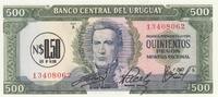 Uruguay 0.50 nuevos pesos 0.5 Nuevos Pesos on 500 Pesos Jose Gervasio Artigas- 1975 - Serial A -