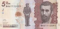 Colombia 5000 pesos 5000 Pesos José Asuncion Silva - 2022 - Serial BA -
