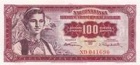 Yugoslavia 100 dinara 100 Dinara - Woman wearing national costume l- 1955 - Serial XD -