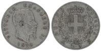 Italy 5 lires 1870 5 Lire Victor Emmanuel II- Arms - 1870 III / SS 29.37 US$  +  11.75 US$ shipping