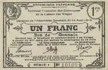 France 1 franc 1 Franc - Cities of Vosges - 14-08-1916 - Serial 1 -