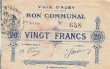 France 20 francs 1914 20 Francs - City of Auby - 05-12-1914 - 1st Serial... 24.25 US$  +  23.09 US$ shipping