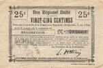 France 25 centimes 25 Centimes - Unified Regional Bill - City of Beaurev... 12.12 US$  +  23.09 US$ shipping