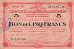 France 5 francs 1917 5 Francs- Montmedy Region - 24-05-1917 IV / S+ 18.19 US$  +  23.09 US$ shipping