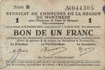 France 1 franc 1916 1 Franc - Montmedy Region - 07-07-1916 IV / S 7.27 US$  +  23.09 US$ shipping