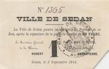 France 1 franc 1914 1 Franc - City of Sedan - 02-09-1914 III / SS 12.12 US$  +  23.09 US$ shipping