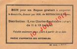 France 1917 1 Free Lunch - given by de Rothschild brothers - 10-06-1917 ... 18.19 US$  +  23.09 US$ shipping