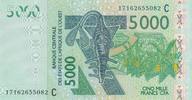 West AFrican States 5000 francs 5000 Francs Mask - Antelopes - Burkina Faso 2017 -